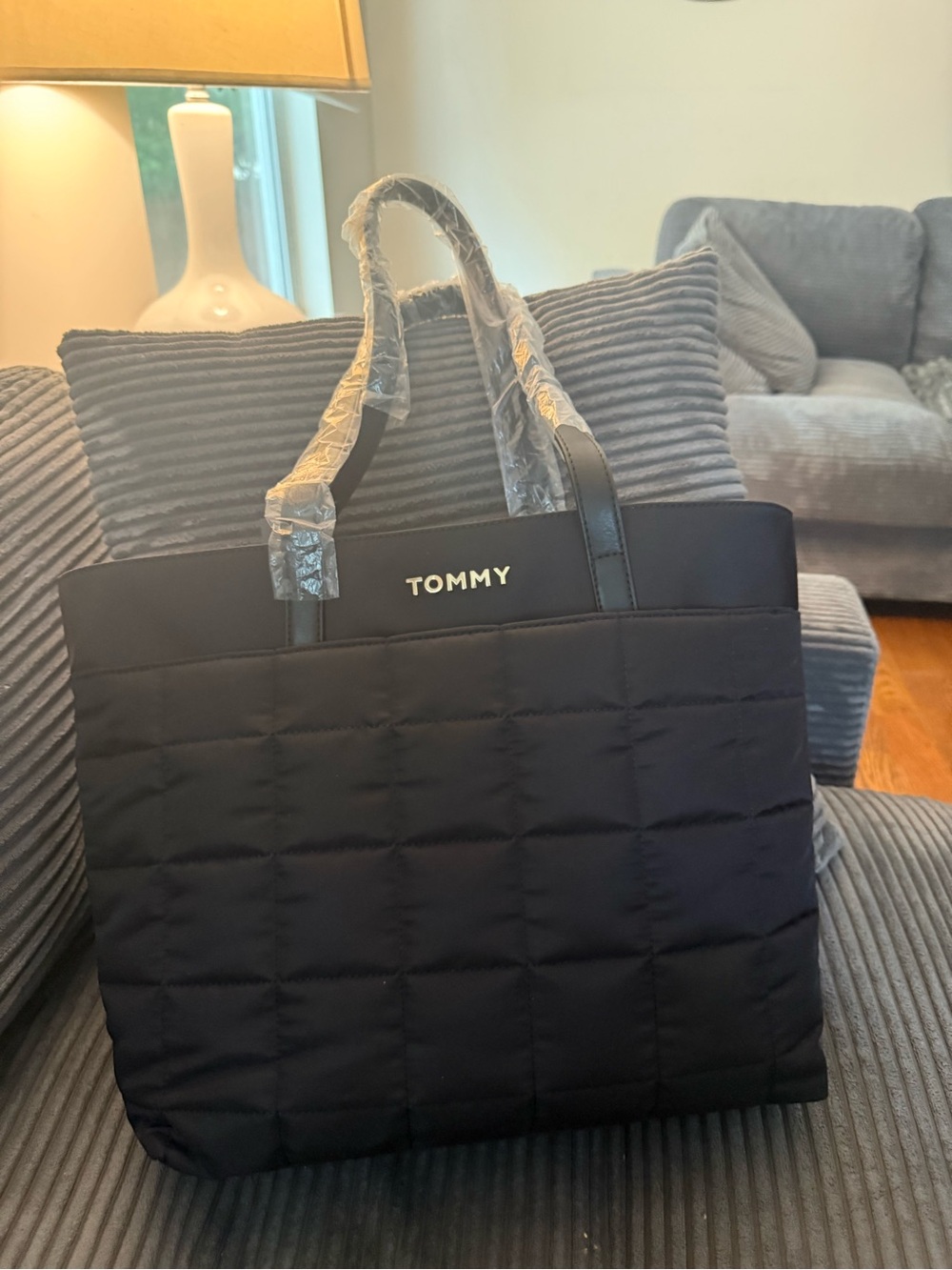 Tommy Hilfiger Quilted Black Tote Bag NWT